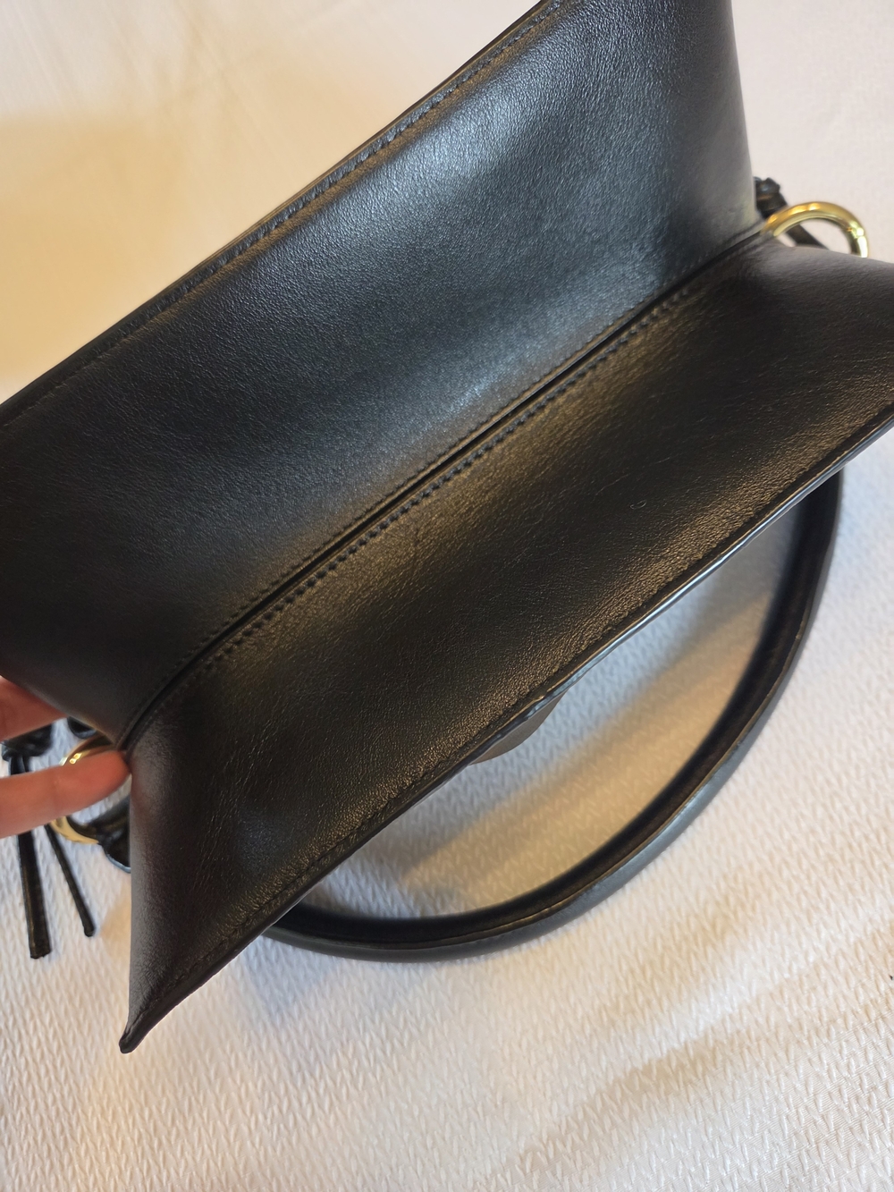 Yuzefi Black Leather Gathered Top Handle Bag - Picture 12 of 13